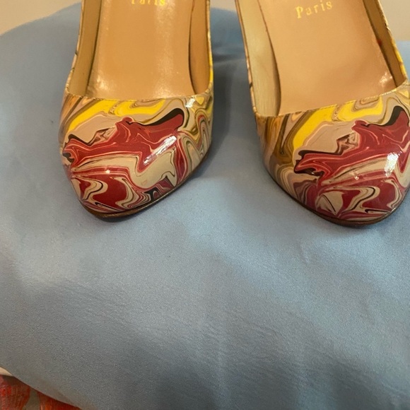 Christian Louboutin / FIFI Marble Patent pumps paint swirl Heels So Kate 38.5 - Picture 10 of 12
